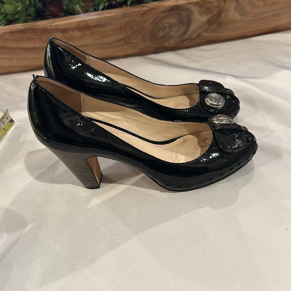 Coach Hanna black peeptoe shoes‎ high heels sandals size 7 - Picture 6 of 9